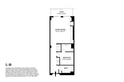1 Bedroom 1 Bathroom O Floor plan at The May, Cleveland, OH, 44114